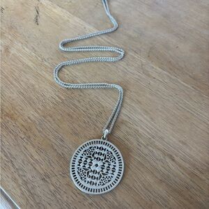 Lucky Brand Silver Pendant Necklace with Intricate Design